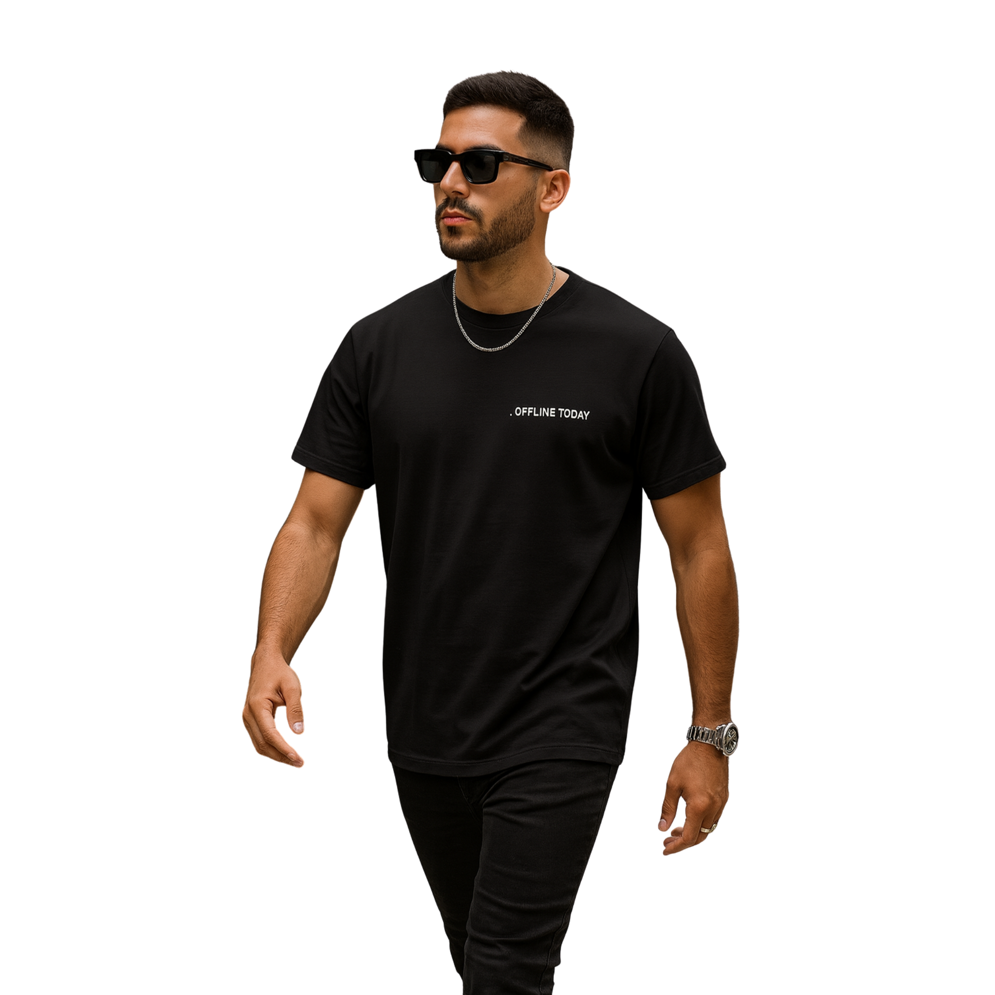 T-shirt da uomo oversize 100% Cotone - OFFLINE TODAY