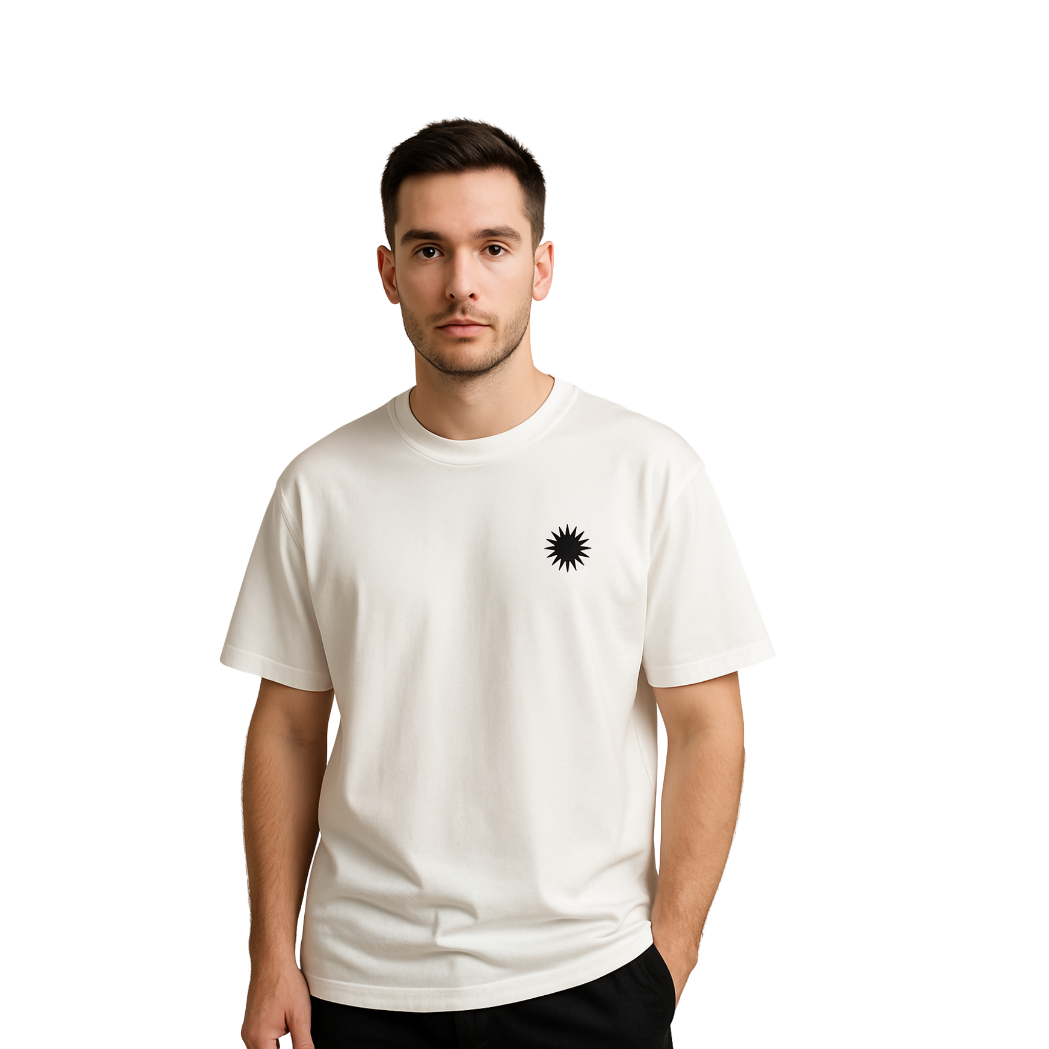 T-shirt da uomo oversize 100% Cotone - RICAMATO - SUN